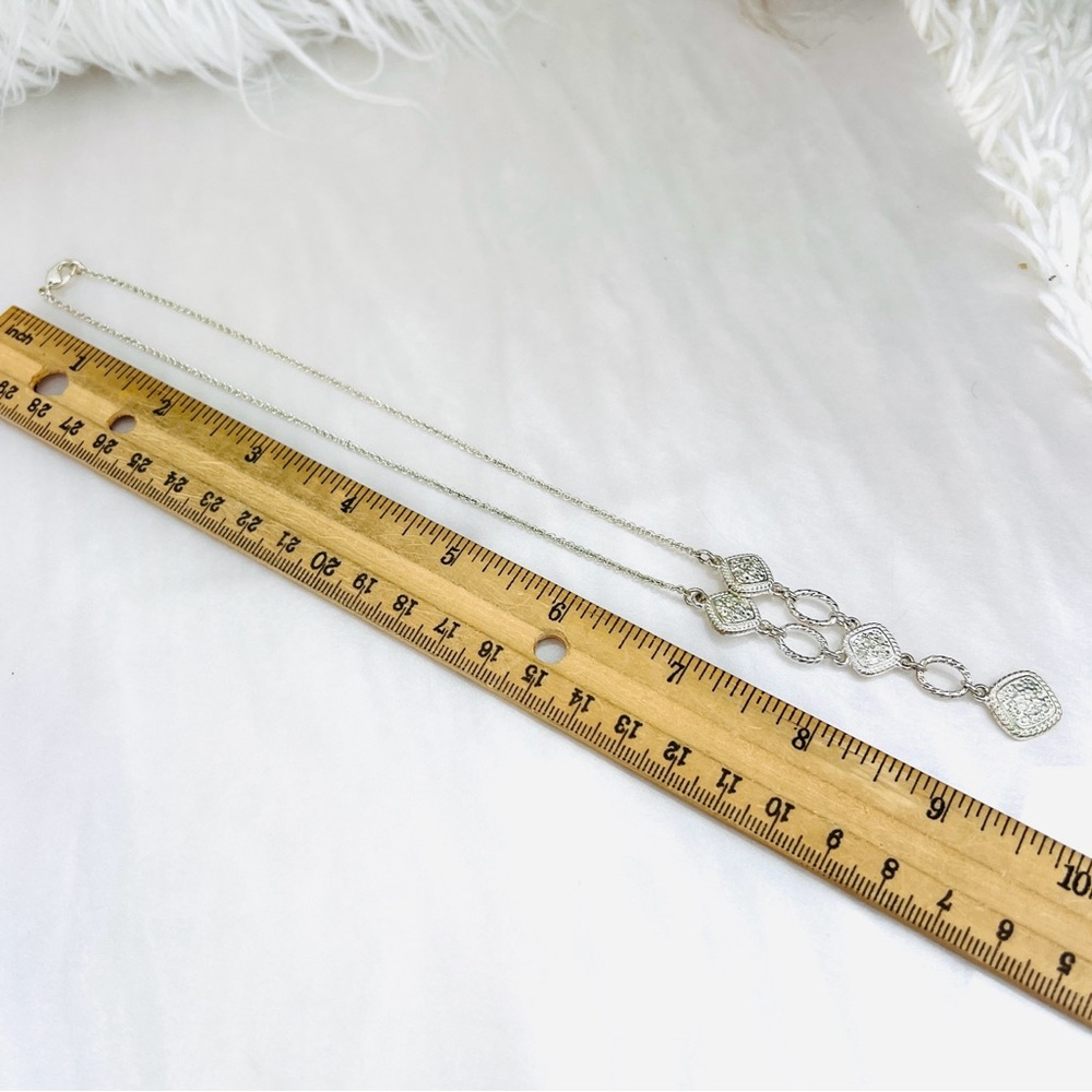 Beautiful Delicate Silvertone Dangle Necklace - image 6